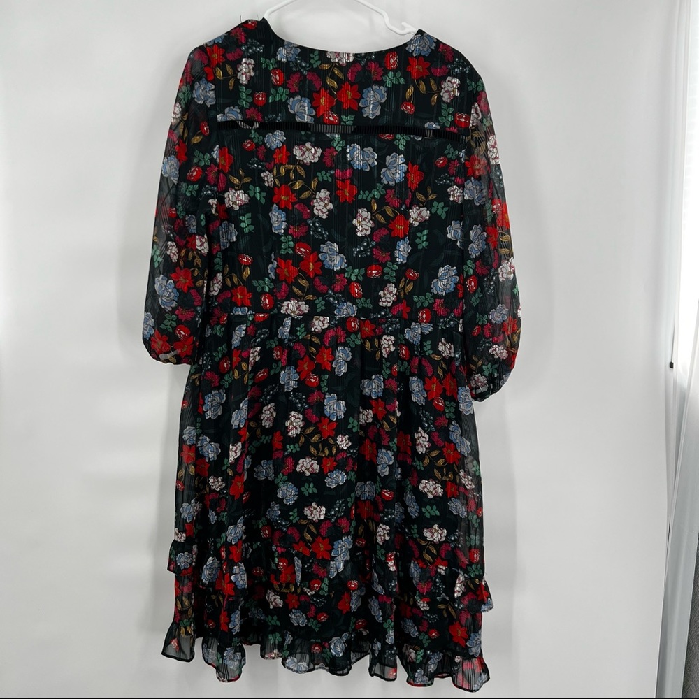 🎉HP🎉 Nanette Lepore Black Floral Dress - size 14 - Picture 5 of 10